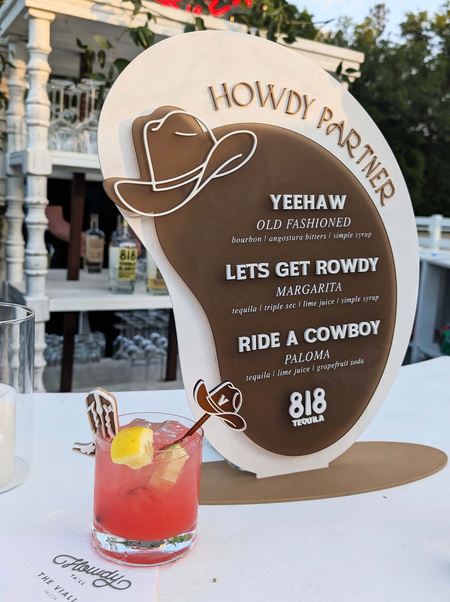 Beige and Brown drink menu with cowboy hat and fonts